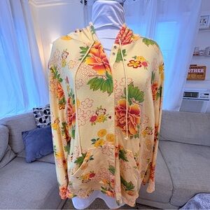 Pictures Yellow Knit oriental inspired light fleece Sweatshirt cover up